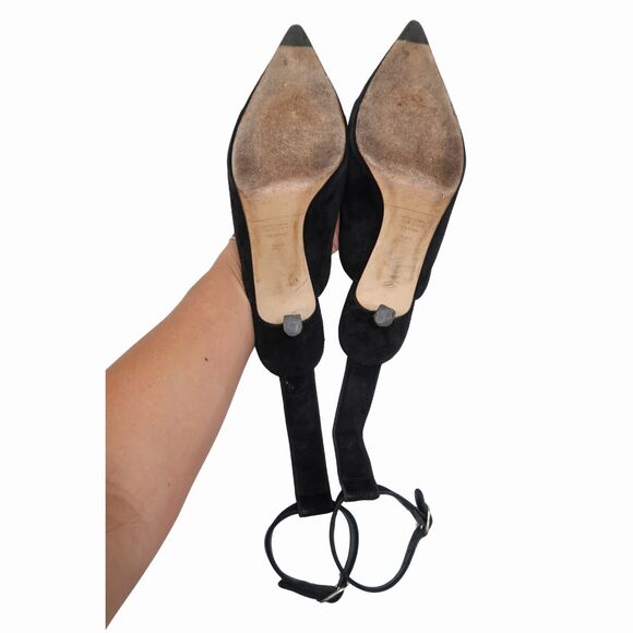 Khaite Suede Pointed Toe Sterling Heel Pumps Black Women's Size 39.5 - Picture 6 of 9